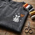 Embroidered Disney Halloween Ghost Mickey Balloon Washed Tee, Vintage Disneyland Vacation Shirts, Cute Spooky Pumpkin Shirt, Mickey Shirt product logo