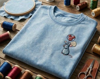 Disney Ratatouille Remy Embroidered Washed Tee, Chef Remy Tee, Little Chef Mouse Shirt, Disneyland Vacation Shirt, Retro Disney Park Outfit