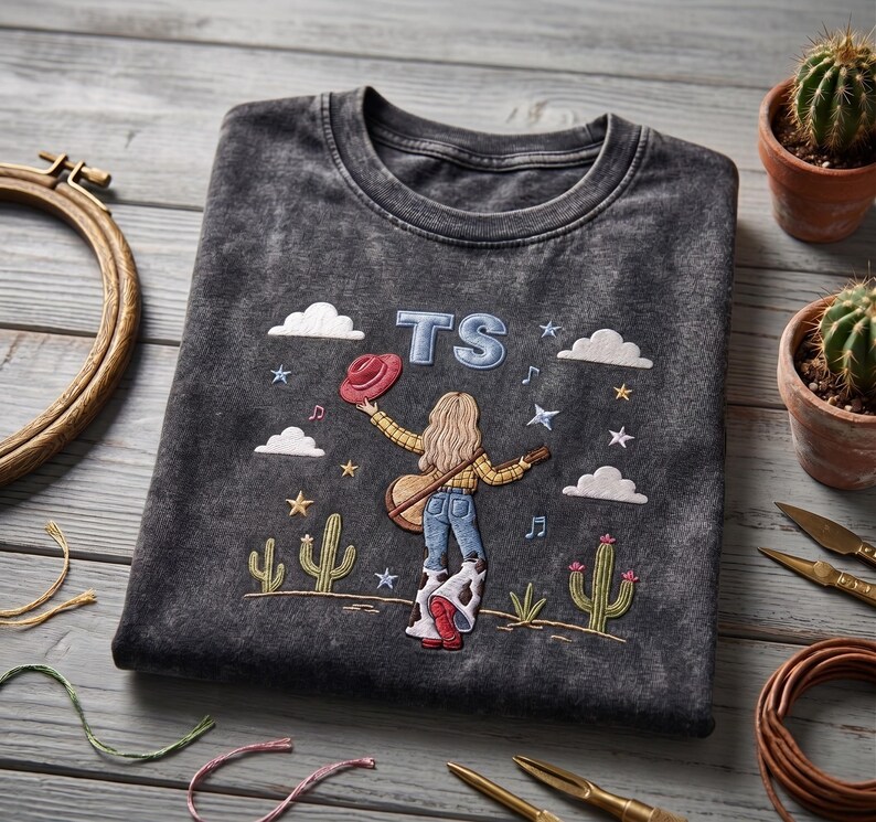 TS Gitarrflicka Cowgirl T-shirt Broderad, Disney Toy Story 5-tröja, Jag visste det, jag visste dig-tröja, Disneyland-semester, Disney Park-outfit bild 3