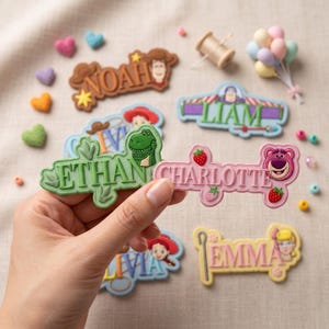 Custom Disney Toy Story Name Patch, Woody Buzz Jessie Lotso Iron On Patches, Disney Trip Gift For Kids, Jacket Backpack Patch, Hat Patch image 3