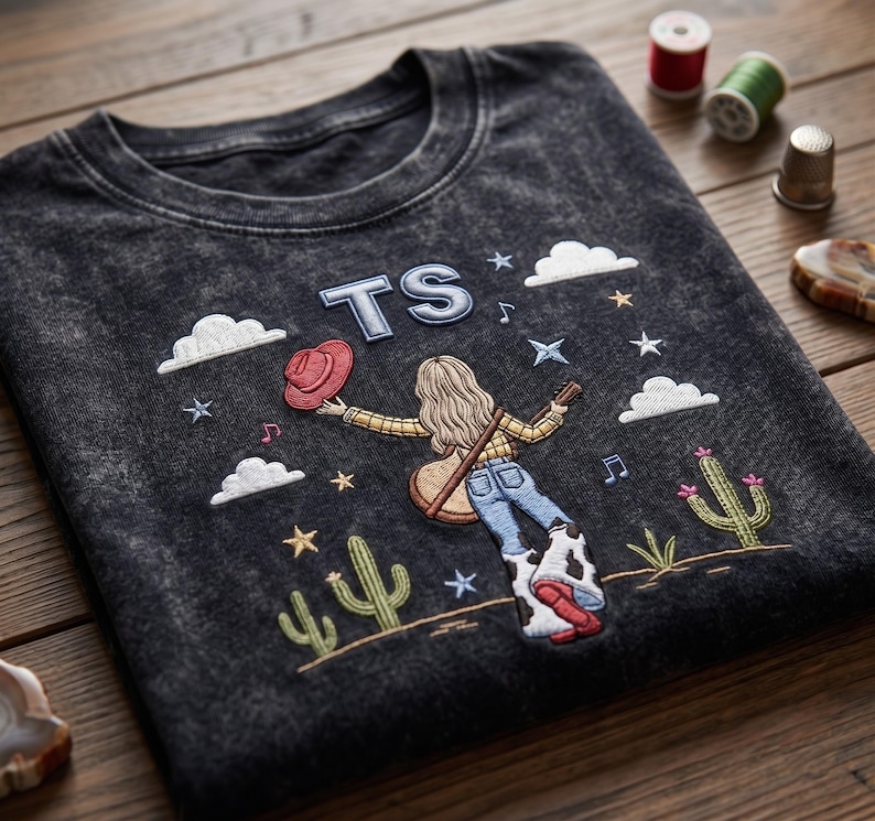 TS Gitarrflicka Cowgirl T-shirt Broderad, Disney Toy Story 5-tröja, Jag visste det, jag visste dig-tröja, Disneyland-semester, Disney Park-outfit bild 1