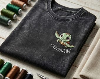 Cruisin' Squirt Embroidered Washed T-Shirt - Finding Nemo Baby Turtle Vintage Tee, Disneyland Vacation Shirt, Retro Disney Park Outfit