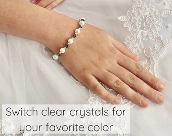 Colored Crystal Swap Bracelet |Couples Monthly letter Bracelet