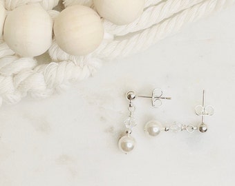 Small Real Pearl Earrings | Pearl Post Earrings - Perfect as flower girl jewelry/first communion jewelry to bridal jewelry