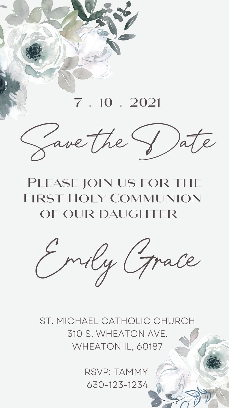 Personalized Printable Digital Card Update DIY Card First Holy Communion Gift Card Communion Invites image 3