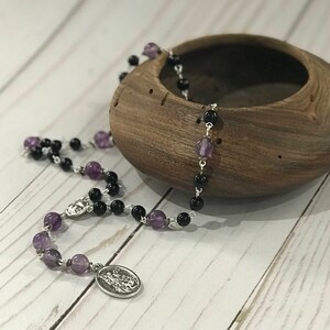 St Michael Chaplet Fluorite Black agate