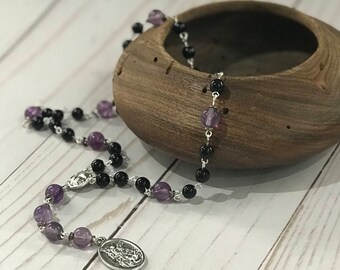 St Michael Chaplet Fluorite Black agate