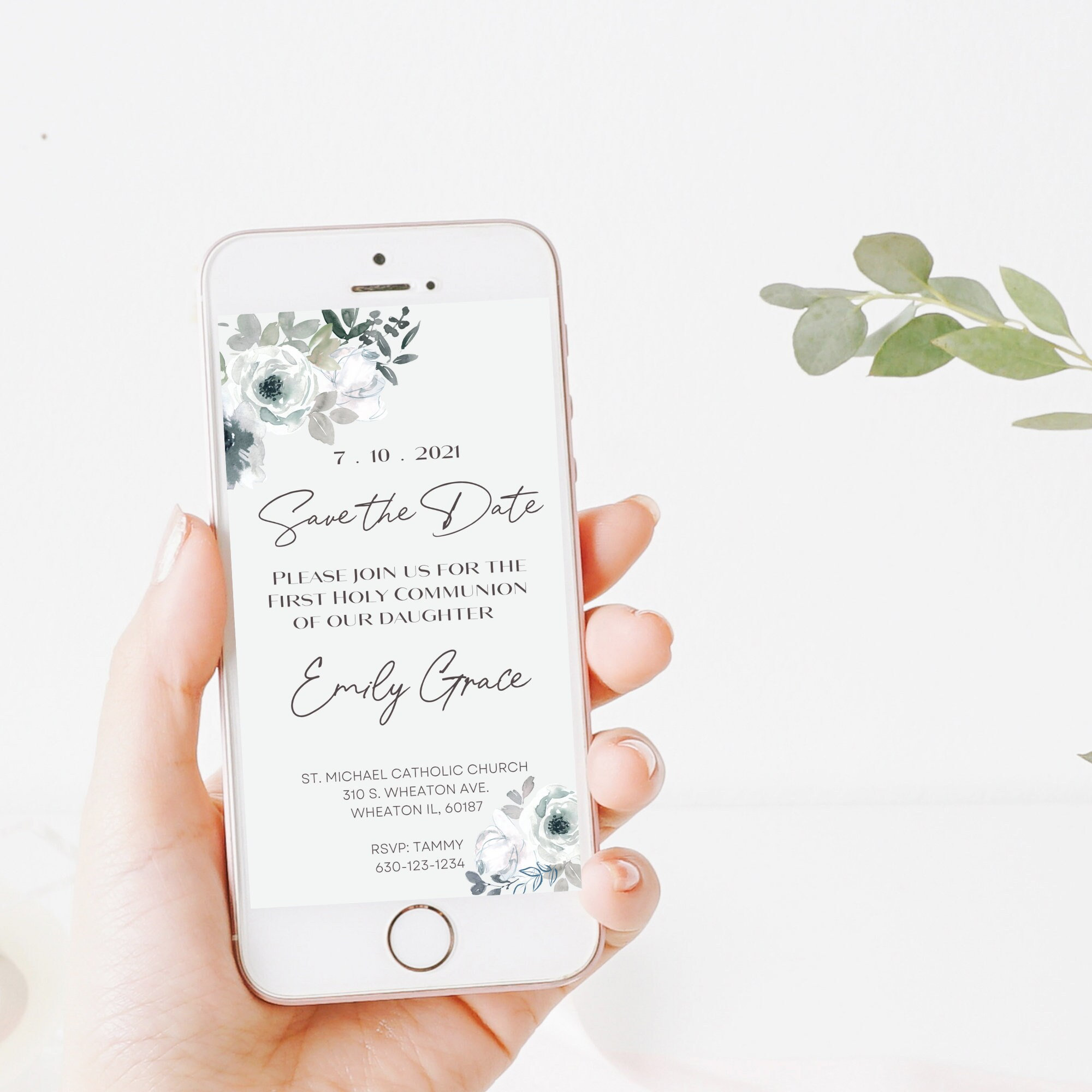 First Communion Save The Date Digital Card Electronic Save - Etsy Uk