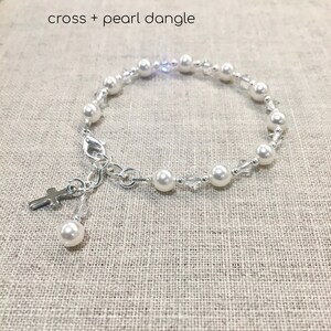 First Communion Gift Girl Holy First Communion Bracelet Rosary Bracelet Communion Gifts by Willow and Bee Cross & Pearl Only