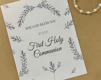 First Communion Boy Card | First Holy Communion Gift Card Girl | Gift For Godson | Communion Invites | Print At Home | Printable | DIY Card