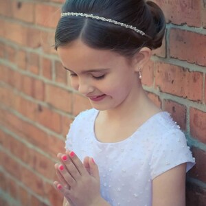 First Communion Necklace ,Confirmation Necklace Silver, Freshwater Pearl, and Swarovski elements image 3