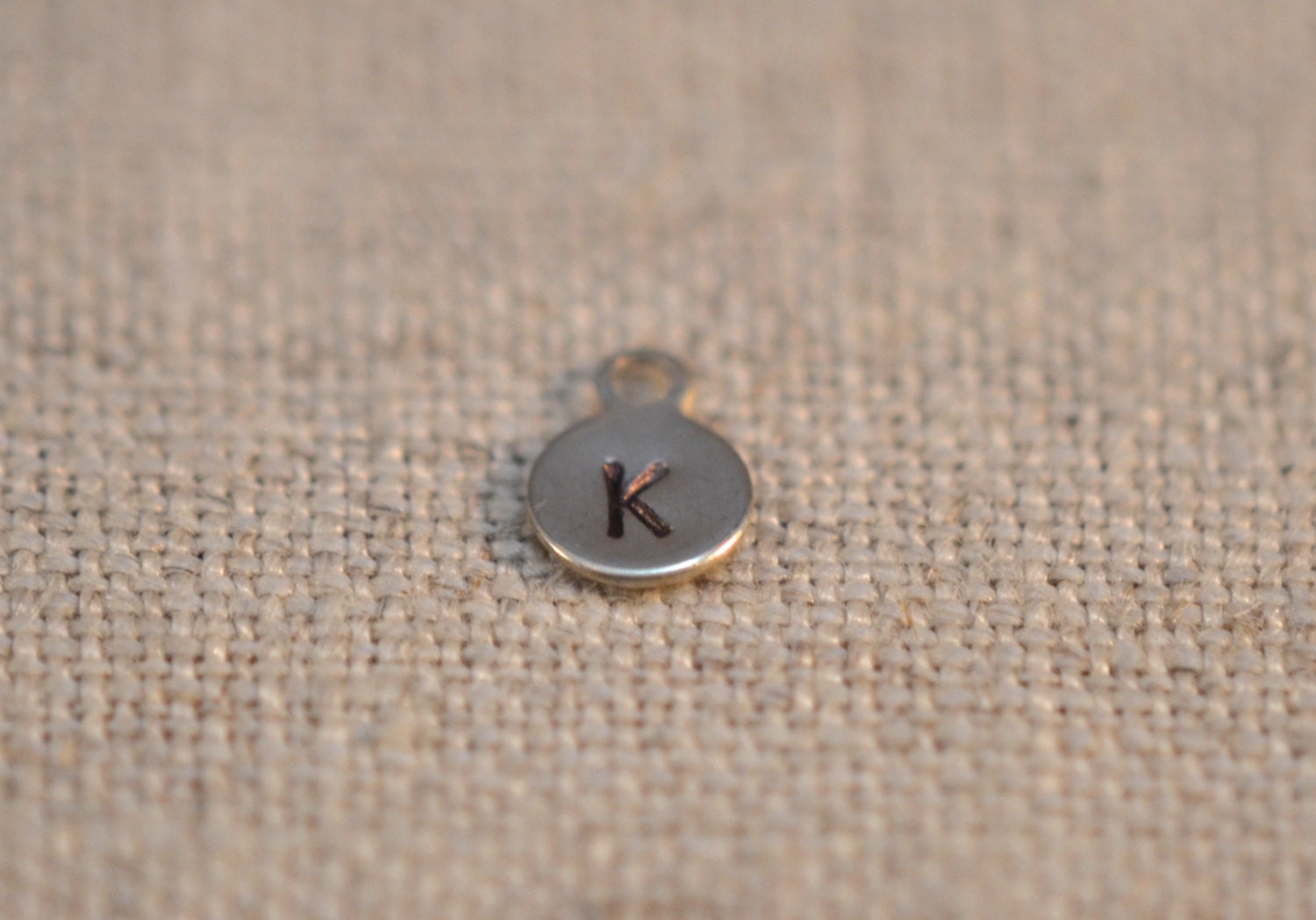 Silver Hand Stamped Initial Charm