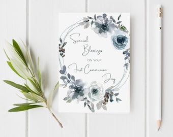 Printable First Communion Card | First Communion Gift Girl | DIY Holy Communion Card
