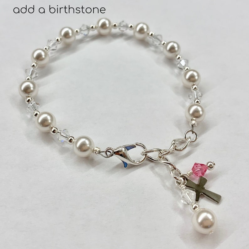 First Communion Gift Girl Holy First Communion Bracelet Rosary Bracelet Communion Gifts by Willow and Bee B Stone