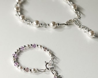 Swarovski-parelpoppenarmband, eerste communiecadeau, 18 inch American Girl-pop