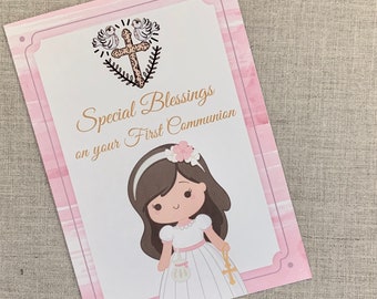 First Communion Gift Girl | Printable | First Communion Card | Religious card | First Communion Card Girl | First Communion Gift