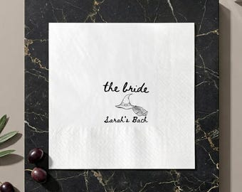 Halloween The Bride Witch Hat Napkin, Personalized Bach Party Napkins, Spooky Bridal Shower Decor