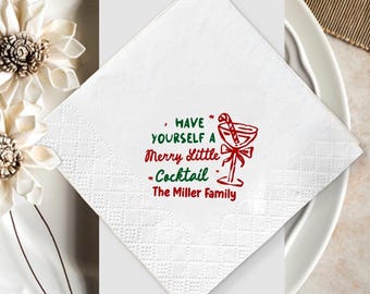 Have Yourself A Merry Little Cocktail Napkins, Custom Christmas Party Napkins