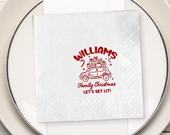 Servilletas navideñas familiares personalizadas, diseño personalizado para fiestas en el coche
