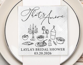 Servilletas para despedida de soltera, servilletas personalizadas con temática italiana "That's Amore"