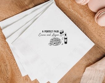 Personalized Pizza & Wine Paper Napkins, Wedding Rehearsal Dinner