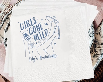 Personalized Bachelorette Party Napkins: "Girls Gone Mild" Funny Table Decor