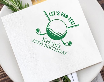 Custom Let's Par-Tee Golf Napkins, Personalized Golf Birthday Party Napkins, Personalized Golf Birthday Napkins, Par Tee Party