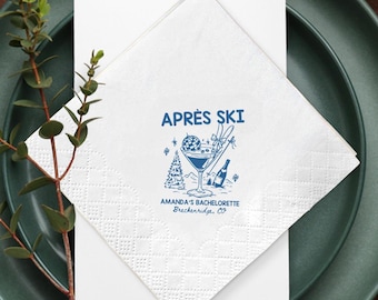 Servilletas personalizadas para despedida de soltera después de esquiar, servilletas para fiestas de invierno