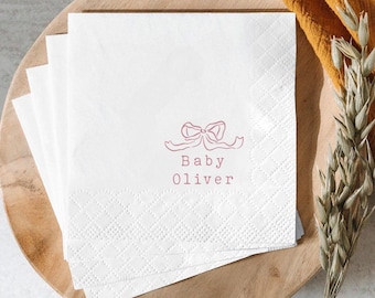 Serviettes de table pour baby shower élégantes estampées en aluminium, personnalisées