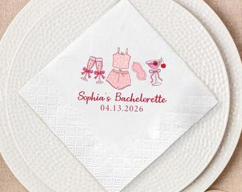 Personalized Bachelorette Party Napkins, Bridal Shower Cocktail Decor