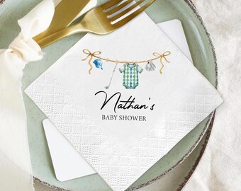 Custom Baby Boy Shower Napkins, Personalized Party Decor