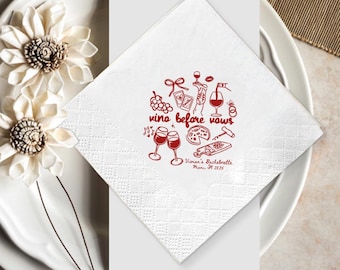 Servilletas personalizadas para despedida de soltera, decoración "Vino antes de la boda".