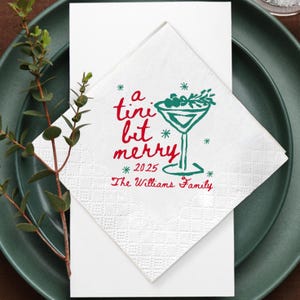 Gepersonaliseerde kerstcocktailservetten, feestdecoratie voor de feestdagen afbeelding 1