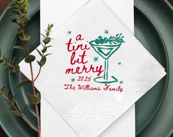 Serviettes cocktail personnalisées de Noël, décoration de fête des fêtes
