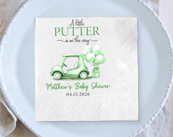Golf Baby Shower Napkins, Little Putter Theme Decor, Custom Party Supplies