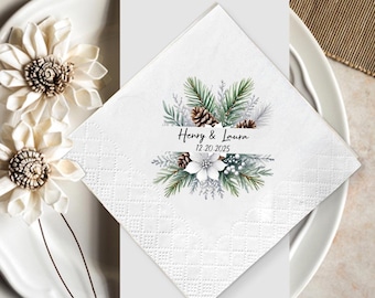 Custom Floral Christmas Wedding Napkins, Holiday Party Decor