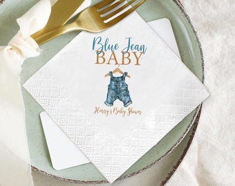 Serviettes personnalisées pour baby shower Blue Jean, articles de fête pour garçons