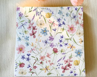 Wildflower Paper Napkins, Floral Party Supplies