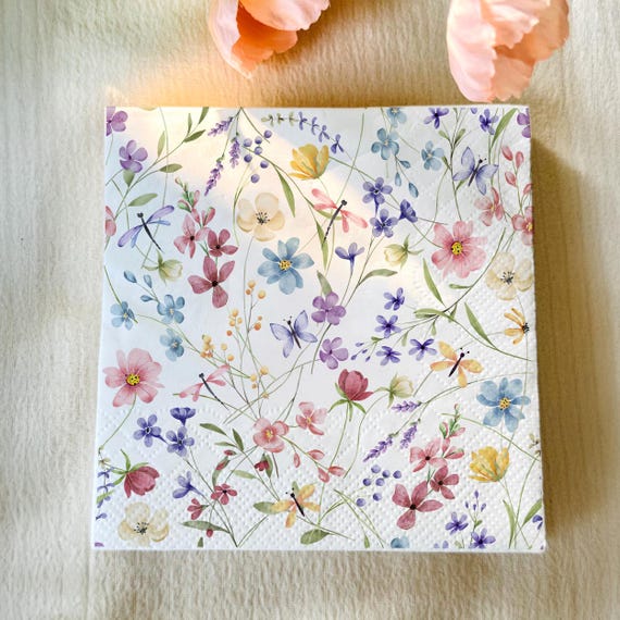 Wildflower Paper Napkins, Floral Party Supplies