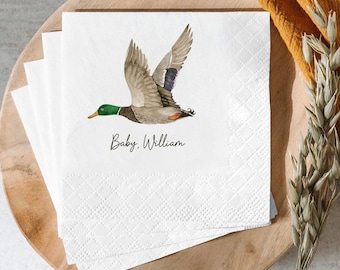 Serviettes de table personnalisées canard colvert, baby shower, premier anniversaire