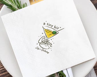 Martini Birthday Napkins: Custom Cocktail Party Decor