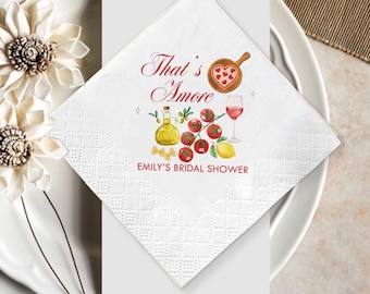 Servilletas personalizadas con temática de comida italiana "That's Amore" para fiestas y despedidas de soltera.