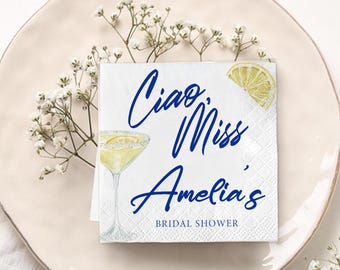Serviettes de table italiennes personnalisées « Ciao Miss », serviettes pour la douche nuptiale