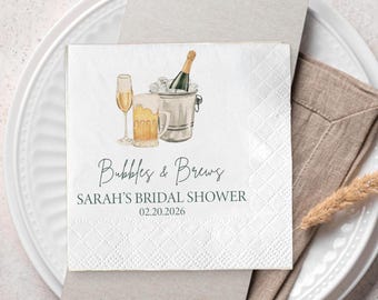 Gepersonaliseerde servetten voor een vrijgezellenfeest – Bubbles & Brews servetten op maat