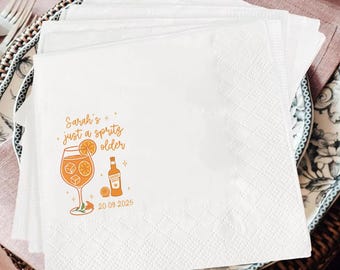 Custom Aperol Spritz Birthday Napkins: Personalized Cocktail Party Decor