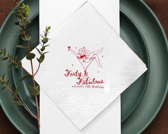 Custom 40th Birthday Napkins, Personalized Party Decor