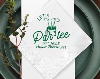 Servilletas de cumpleaños personalizadas con temática de golf, decoración para el 30 cumpleaños.