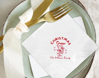 Custom Family Christmas Napkins, Personalized Holiday Party Napkins, Family Christmas Napkins, Christmas Crew Party