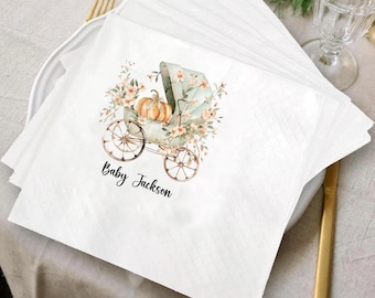 Autumn Floral Baby Shower Napkins, Fall Stroller Design