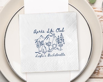 Servilletas personalizadas para despedida de soltera después de esquiar, servilletas para bodas de invierno, recuerdos para fiestas de montaña